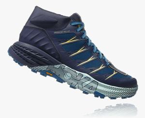 Hoka One One Women's Speedgoat Mid Waterproof Trail Shoes White/Blue Clearance Sale [ZBJYH-1563]